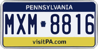 PA license plate MXM8816