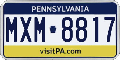 PA license plate MXM8817