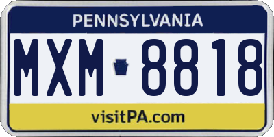 PA license plate MXM8818
