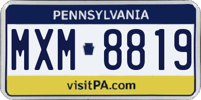 PA license plate MXM8819