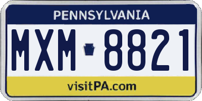 PA license plate MXM8821