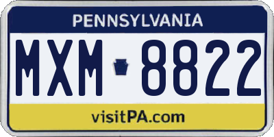 PA license plate MXM8822
