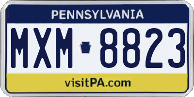 PA license plate MXM8823