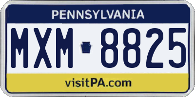 PA license plate MXM8825