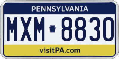PA license plate MXM8830