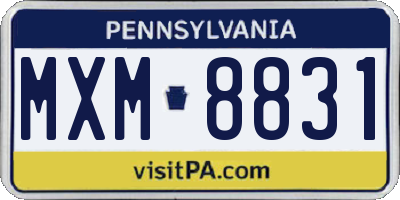 PA license plate MXM8831
