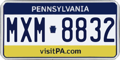 PA license plate MXM8832