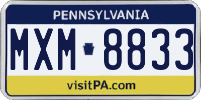 PA license plate MXM8833