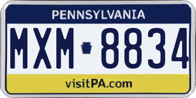 PA license plate MXM8834