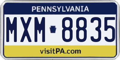 PA license plate MXM8835