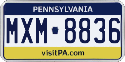 PA license plate MXM8836
