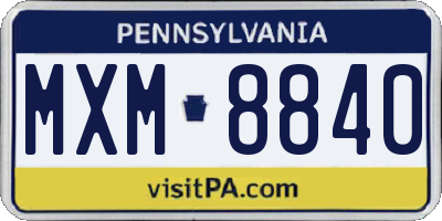 PA license plate MXM8840