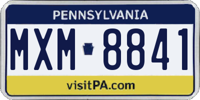 PA license plate MXM8841