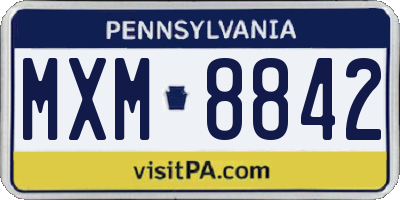 PA license plate MXM8842