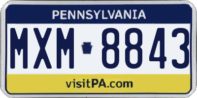 PA license plate MXM8843