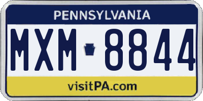PA license plate MXM8844