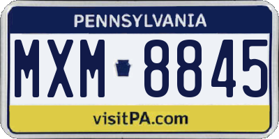 PA license plate MXM8845