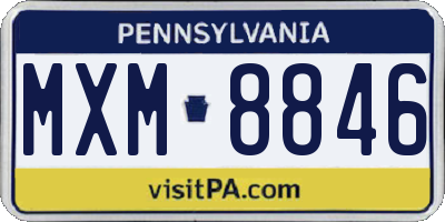 PA license plate MXM8846