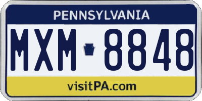 PA license plate MXM8848