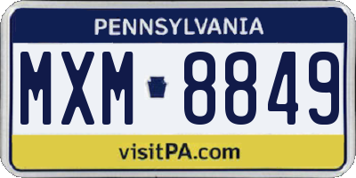 PA license plate MXM8849