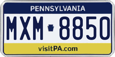 PA license plate MXM8850