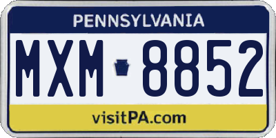 PA license plate MXM8852