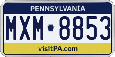 PA license plate MXM8853