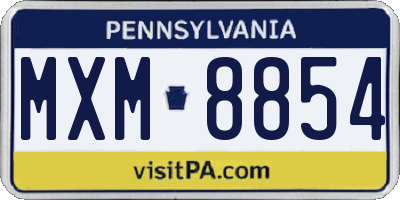 PA license plate MXM8854