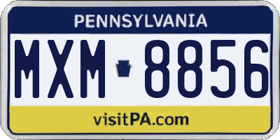PA license plate MXM8856
