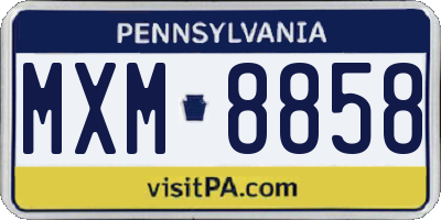 PA license plate MXM8858