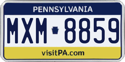 PA license plate MXM8859