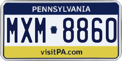 PA license plate MXM8860