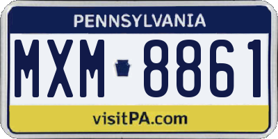 PA license plate MXM8861