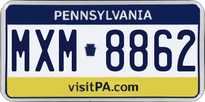PA license plate MXM8862