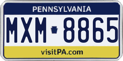 PA license plate MXM8865