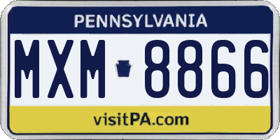 PA license plate MXM8866