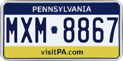 PA license plate MXM8867