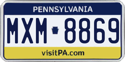 PA license plate MXM8869