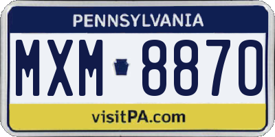 PA license plate MXM8870