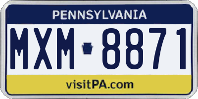 PA license plate MXM8871