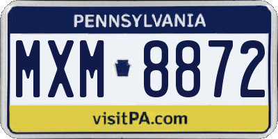 PA license plate MXM8872
