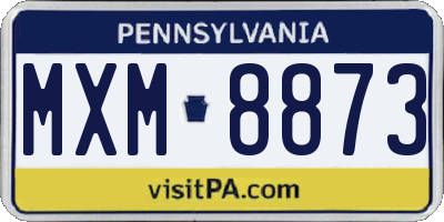 PA license plate MXM8873