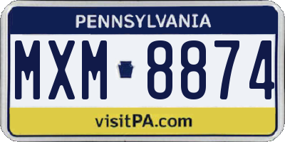 PA license plate MXM8874