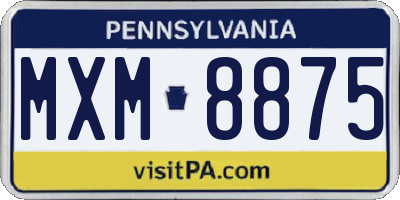 PA license plate MXM8875