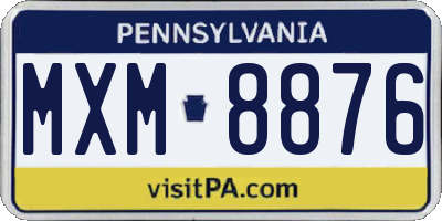 PA license plate MXM8876