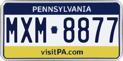 PA license plate MXM8877