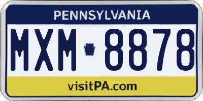 PA license plate MXM8878
