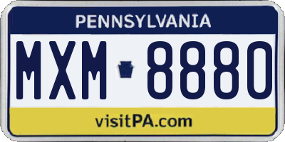 PA license plate MXM8880