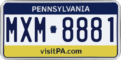 PA license plate MXM8881
