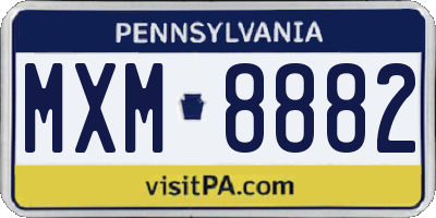 PA license plate MXM8882